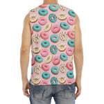 Cute Donut Pattern Print Men's Fitness Tank Top