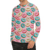 Cute Donut Pattern Print Men's Long Sleeve Rash Guard