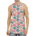 Cute Donut Pattern Print Men's Muscle Tank Top