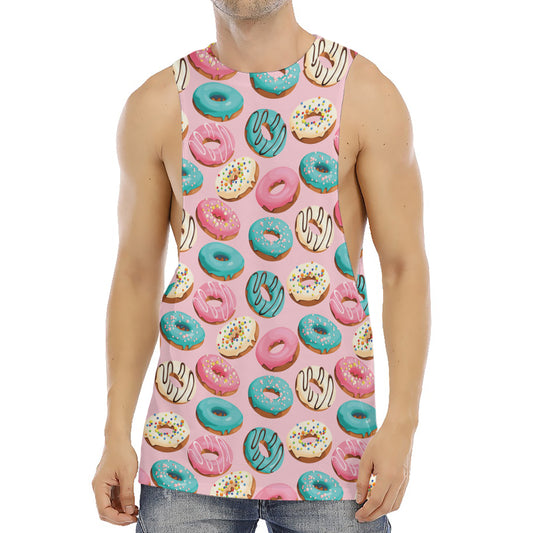 Cute Donut Pattern Print Men's Muscle Tank Top