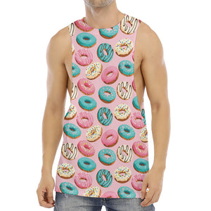 Cute Donut Pattern Print Men's Muscle Tank Top