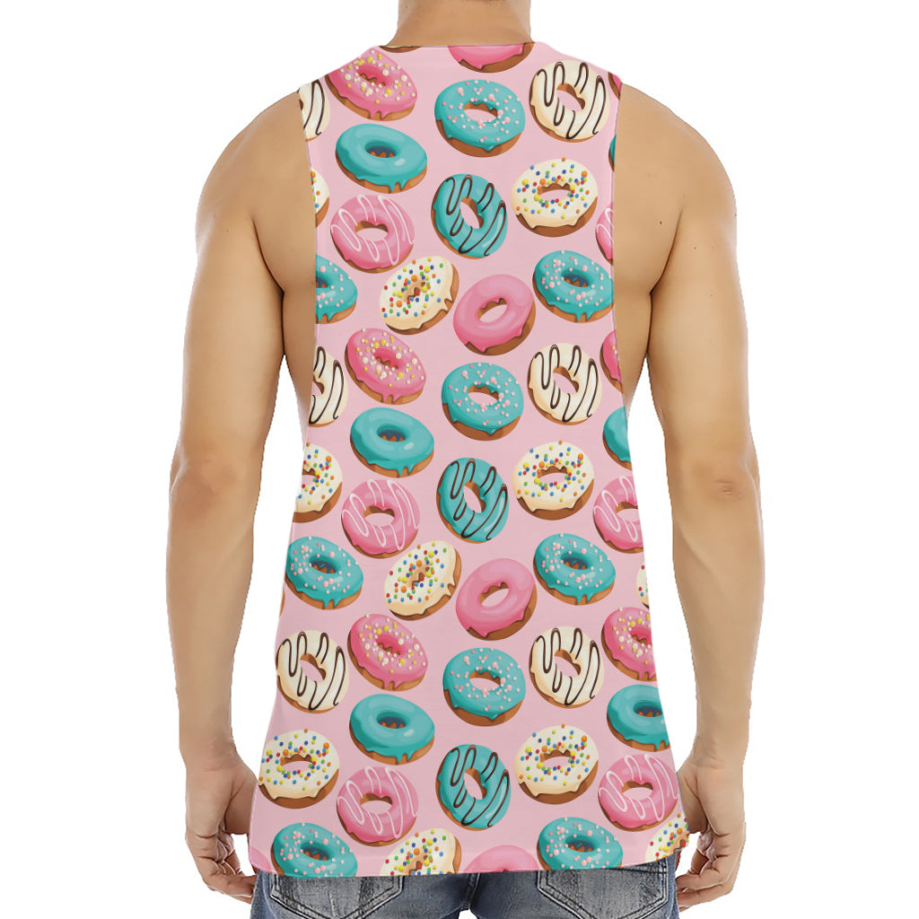 Cute Donut Pattern Print Men's Muscle Tank Top