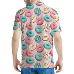 Cute Donut Pattern Print Men's Polo Shirt