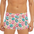Cute Donut Pattern Print Men's Short Boxer Briefs