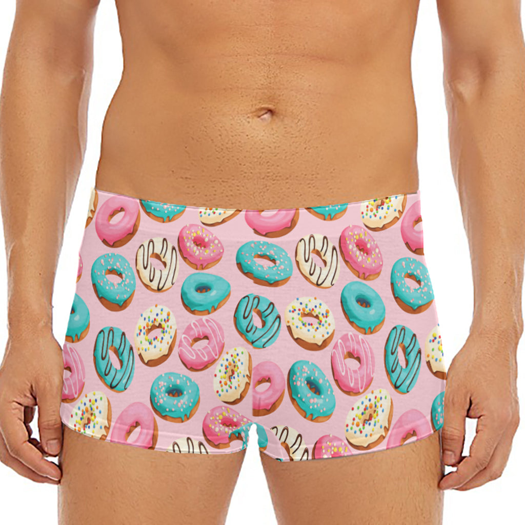 Cute Donut Pattern Print Men's Short Boxer Briefs