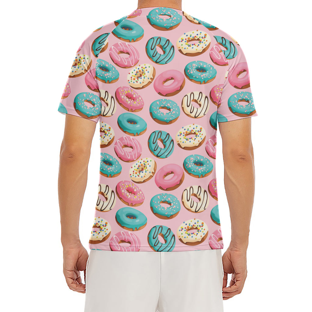 Cute Donut Pattern Print Men's Short Sleeve Rash Guard