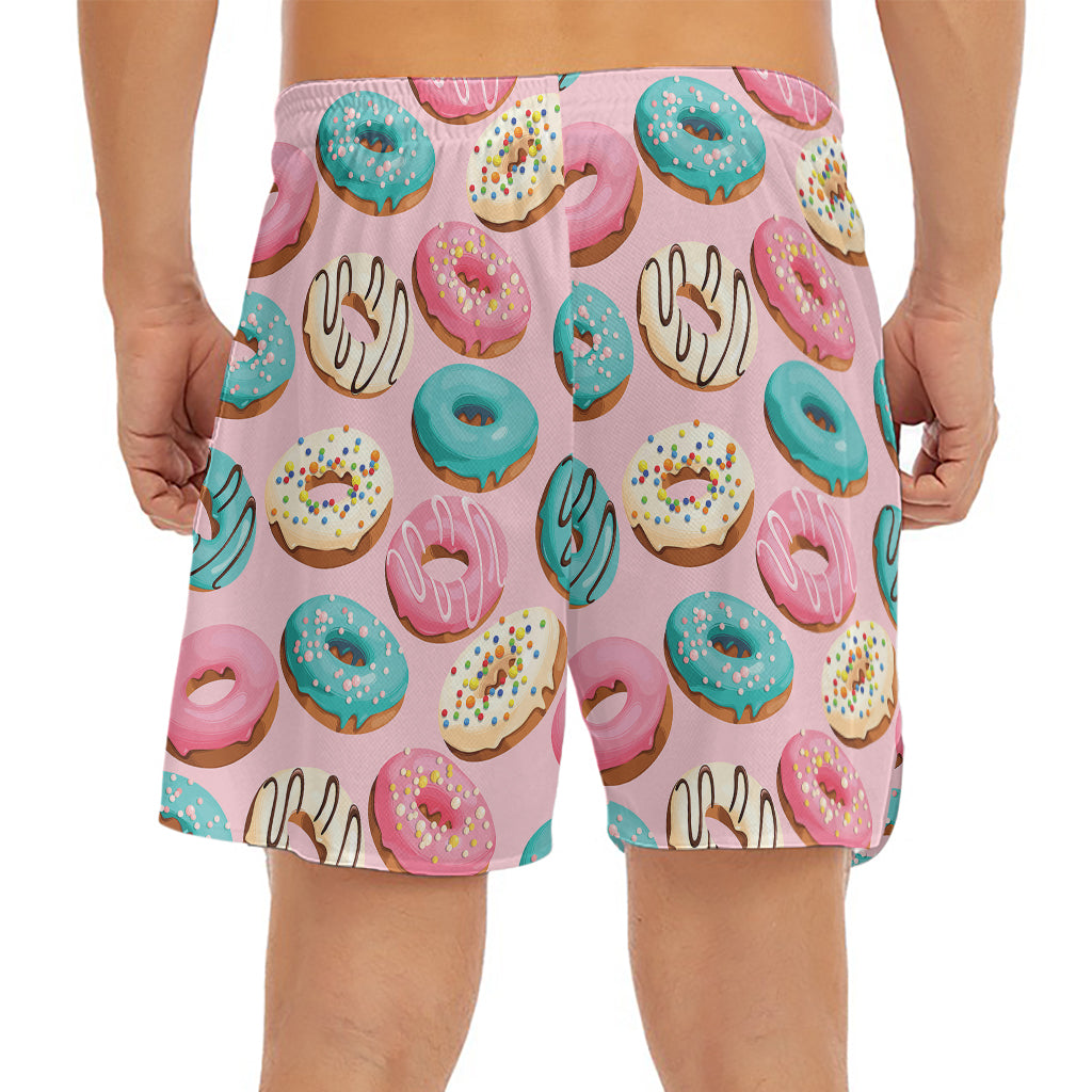 Cute Donut Pattern Print Men's Split Running Shorts