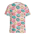 Cute Donut Pattern Print Men's Athletic T-Shirt
