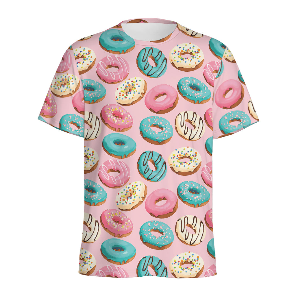 Cute Donut Pattern Print Men's Sports T-Shirt