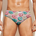 Cute Donut Pattern Print Men's Swim Briefs