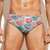 Cute Donut Pattern Print Men's Swim Briefs