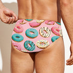 Cute Donut Pattern Print Men's Swim Briefs