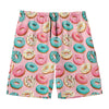 Cute Donut Pattern Print Men's Swim Trunks