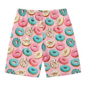 Cute Donut Pattern Print Men's Swim Trunks