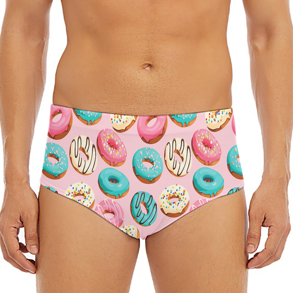 Cute Donut Pattern Print Men's Triangle Swim Briefs