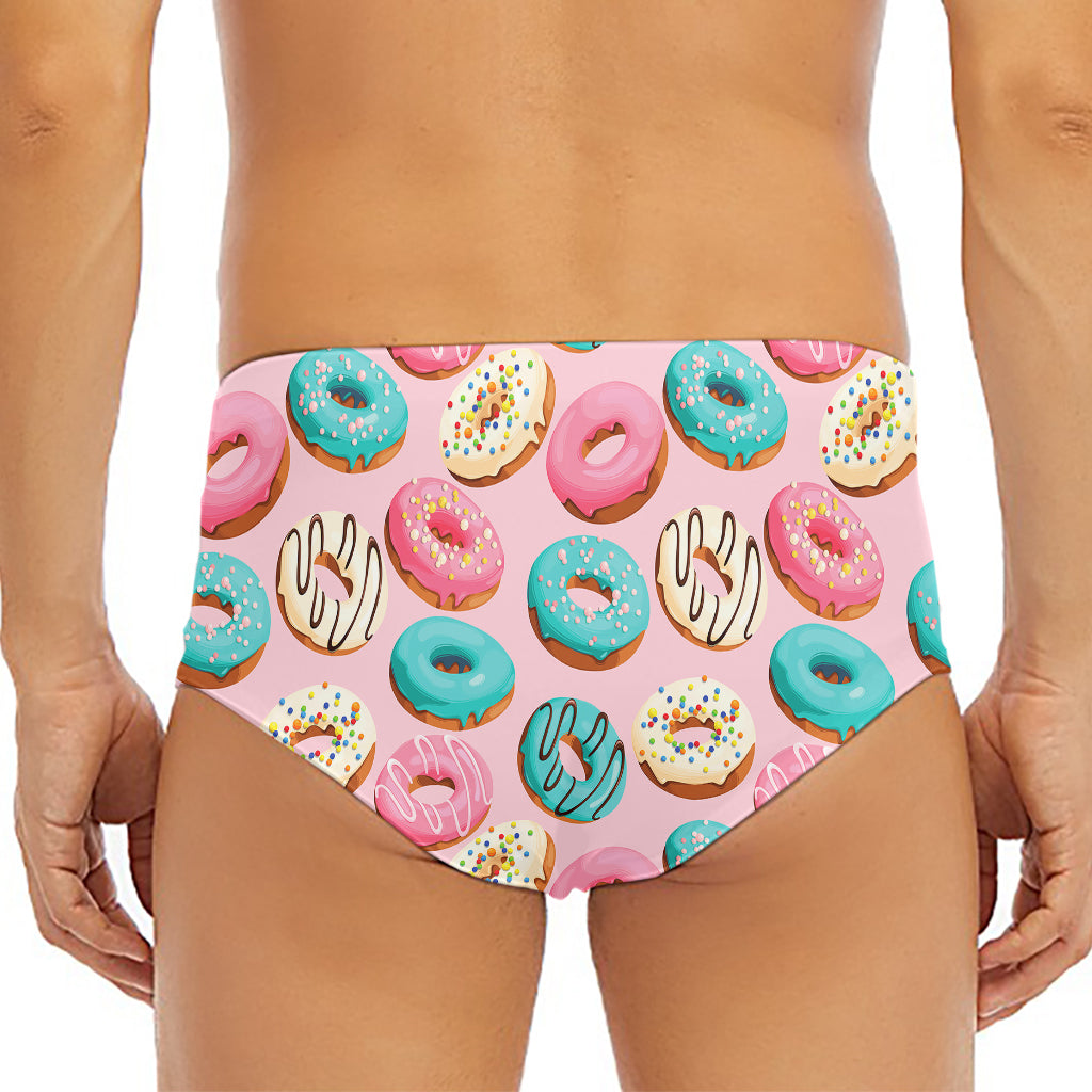 Cute Donut Pattern Print Men's Triangle Swim Briefs