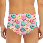 Cute Donut Pattern Print Men's Triangle Swim Briefs