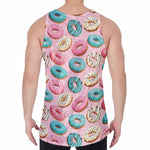 Cute Donut Pattern Print Men's Velvet Tank Top