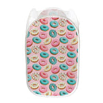 Cute Donut Pattern Print Mesh Laundry Hamper