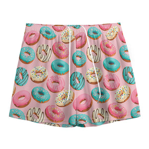 Cute Donut Pattern Print Mesh Shorts