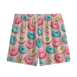 Cute Donut Pattern Print Mesh Shorts