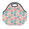 Cute Donut Pattern Print Neoprene Lunch Bag