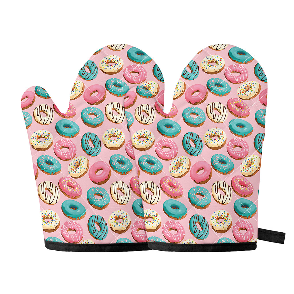 Cute Donut Pattern Print Oven Mitts