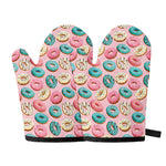 Cute Donut Pattern Print Oven Mitts