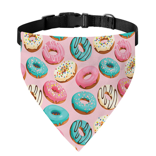 Cute Donut Pattern Print Over The Collar Dog Bandana