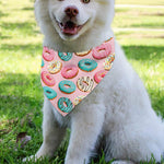 Cute Donut Pattern Print Over The Collar Dog Bandana