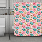 Cute Donut Pattern Print Polyester Shower Curtain