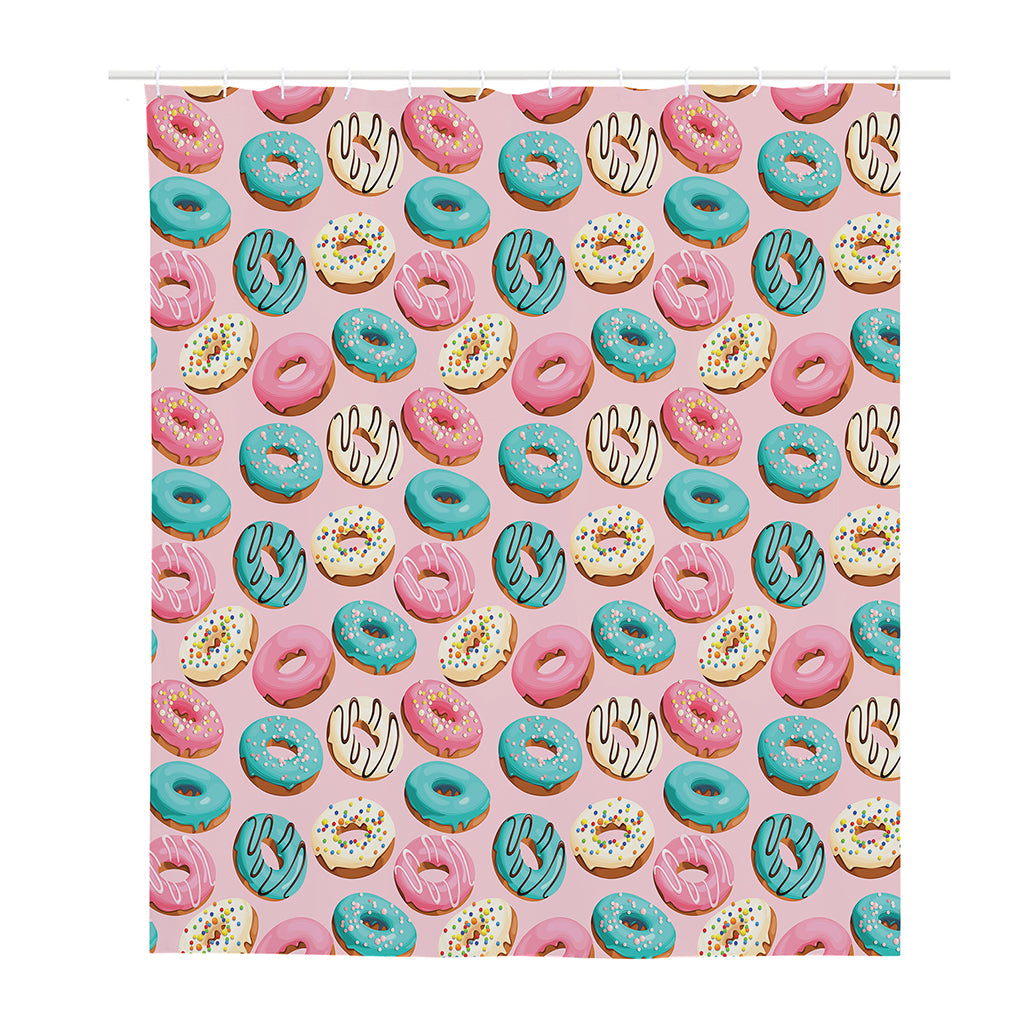 Cute Donut Pattern Print Polyester Shower Curtain