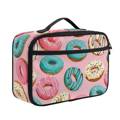 Cute Donut Pattern Print Portable Lunch Bag