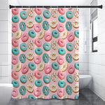 Cute Donut Pattern Print Premium Shower Curtain