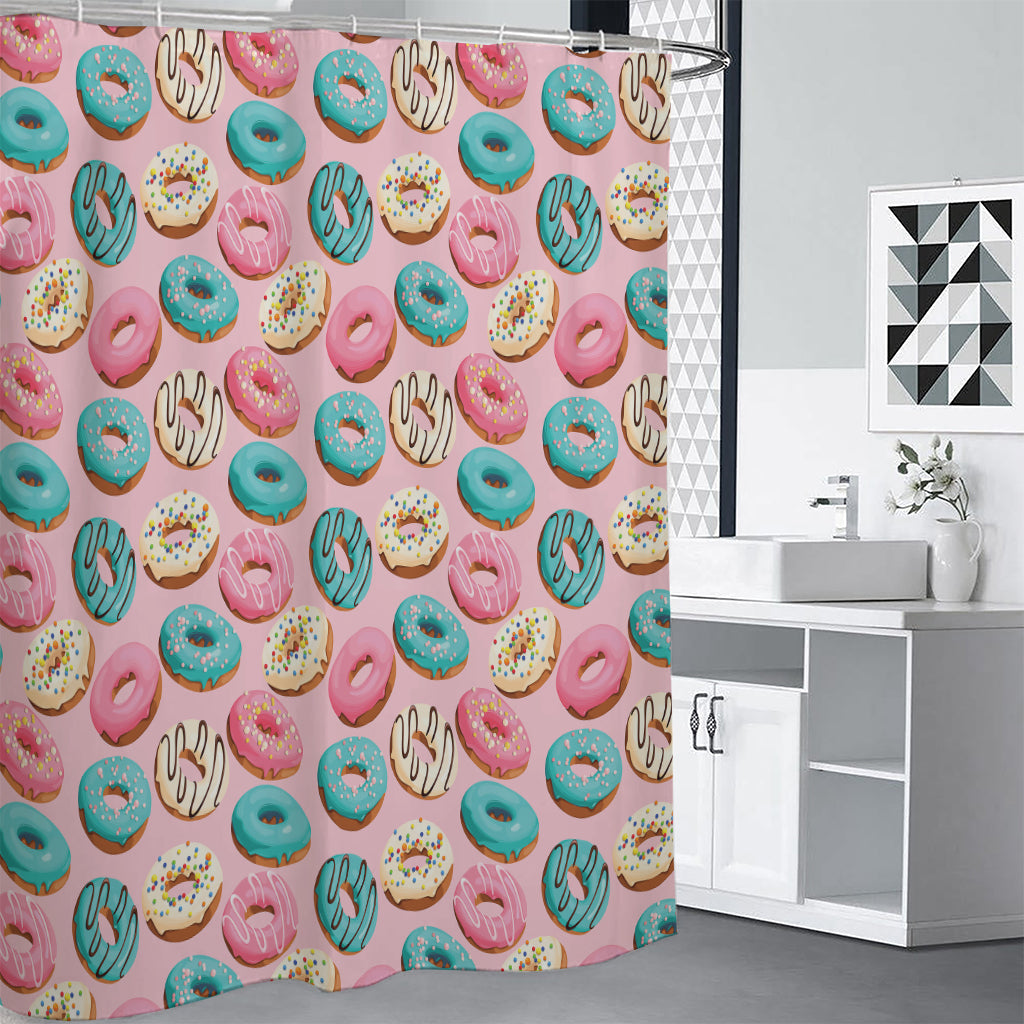 Cute Donut Pattern Print Premium Shower Curtain