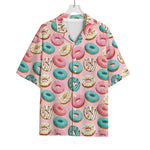 Cute Donut Pattern Print Rayon Hawaiian Shirt