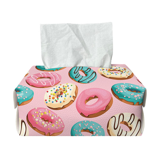 Cute Donut Pattern Print Rectangle Tissue Box Cover