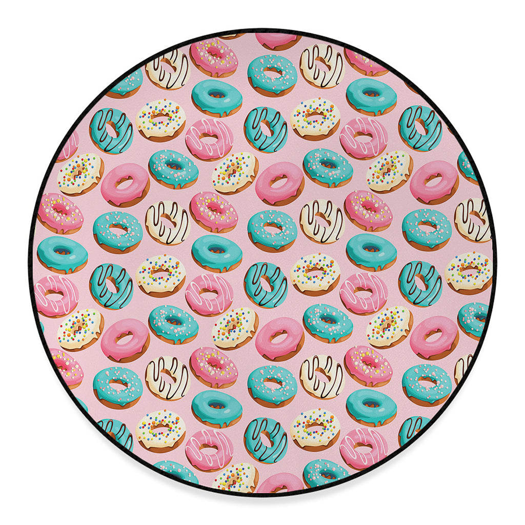 Cute Donut Pattern Print Round Floor Mat