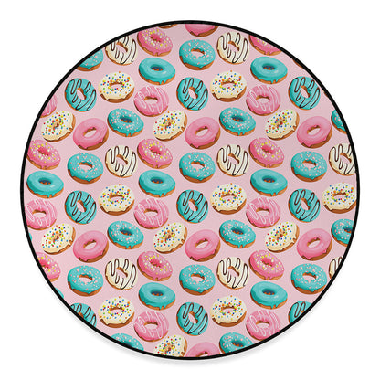 Cute Donut Pattern Print Round Floor Mat