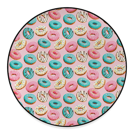 Cute Donut Pattern Print Round Floor Mat