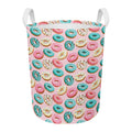 Cute Donut Pattern Print Round Laundry Basket