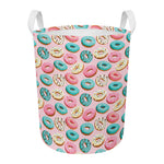 Cute Donut Pattern Print Round Laundry Basket
