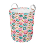 Cute Donut Pattern Print Round Laundry Basket