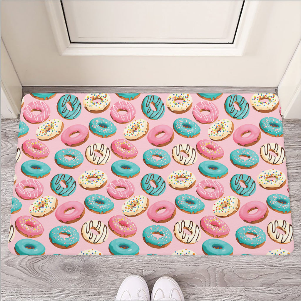 Cute Donut Pattern Print Rubber Doormat