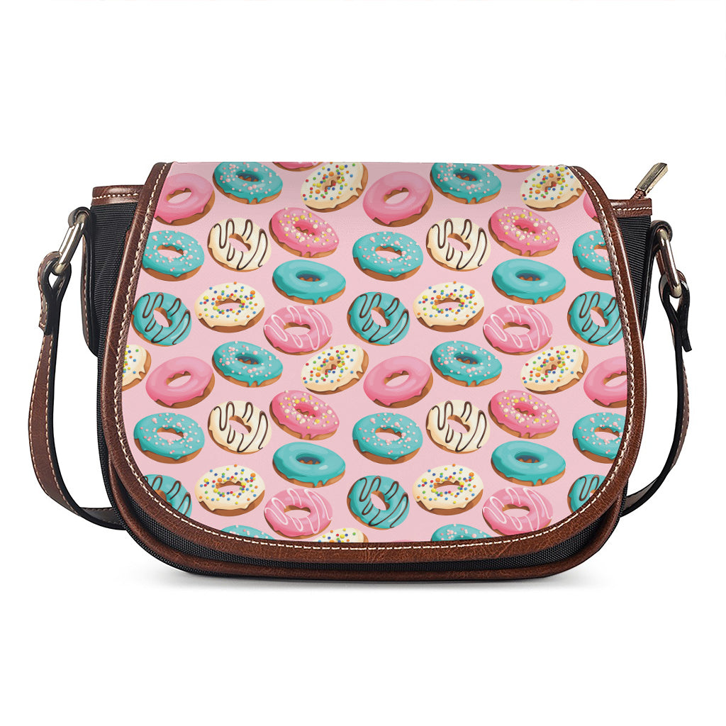 Cute Donut Pattern Print Saddle Bag