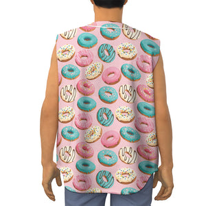 Cute Donut Pattern Print Sleeveless Baseball Jersey