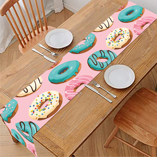 Cute Donut Pattern Print Table Runner