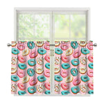 Cute Donut Pattern Print Tier Curtains