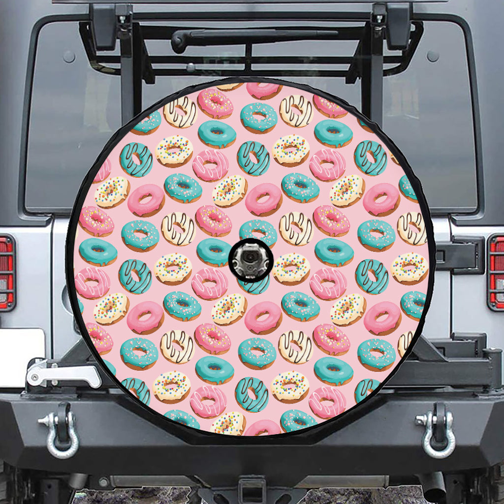 Cute Donut Pattern Print Tire Cover With Camera Hole