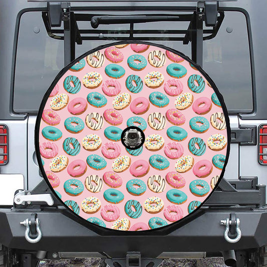 Cute Donut Pattern Print Tire Cover With Camera Hole